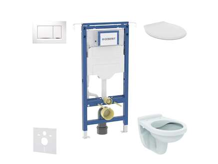 Geberit Duofix - Set předstěnové instalace, klozet Alpha se sedátkem, tlačítko Sigma30, bílá/chrom SANI11CD3109