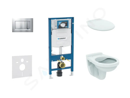 Geberit Duofix - Set předstěnové instalace, klozet Alpha se sedátkem, tlačítko Sigma30, chrom mat/chrom 111.300.00.5 NR7