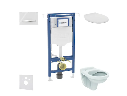 Geberit Duofix - Set předstěnové instalace, klozet Alpha se sedátkem, tlačítko Sigma50, alpská bílá SANI11CD3105
