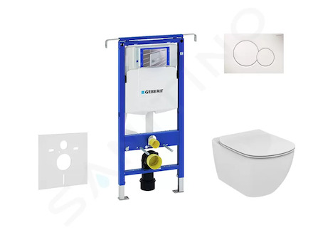 Geberit Duofix - Set předstěnové instalace, klozetu a sedátka Ideal Standard Tesi, tlačítka Sigma01, alpská bílá 111.355.00.5 NF