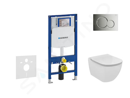Geberit Duofix - Set předstěnové instalace, klozetu a sedátka Ideal Standard Tesi, tlačítka Sigma01, lesklý chrom 111.300.00.5 N