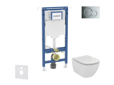 Geberit Duofix - Set předstěnové instalace, klozetu a sedátka Ideal Standard Tesi, tlačítka Sigma01, lesklý chrom SANI11CD1108
