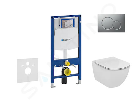 Geberit Duofix - Set předstěnové instalace, klozetu a sedátka Ideal Standard Tesi, tlačítka Sigma01, matný chrom 111.300.00.5 NF