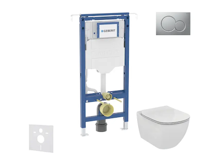 Geberit Duofix - Set předstěnové instalace, klozetu a sedátka Ideal Standard Tesi, tlačítka Sigma01, matný chrom SANI11CD2109