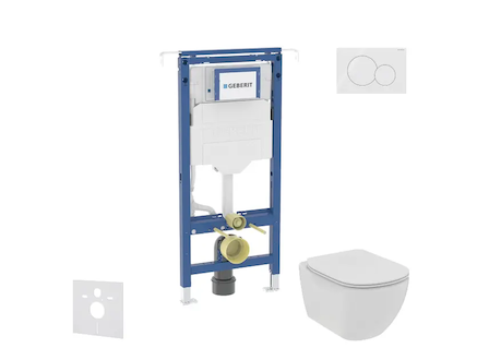 Geberit Duofix - Set předstěnové instalace, klozetu a sedátka Ideal Standard Tesi, tlačítka Sigma01, Rimless, SoftClose, alpská 
