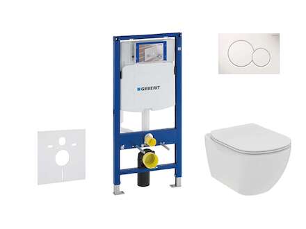 Geberit Duofix - Set předstěnové instalace, klozetu a sedátka Ideal Standard Tesi, tlačítka Sigma01, Rimless, SoftClose, alpská 