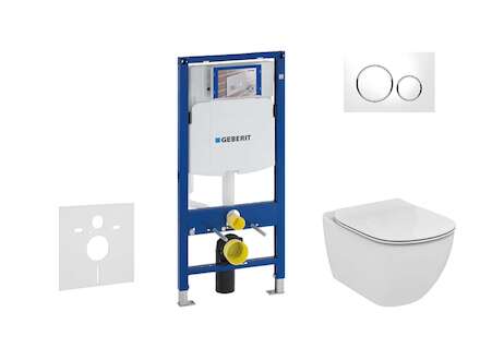 Geberit Duofix - Set předstěnové instalace, klozetu a sedátka Ideal Standard Tesi, tlačítka Sigma20,  Aquablade, SoftClose, bílá