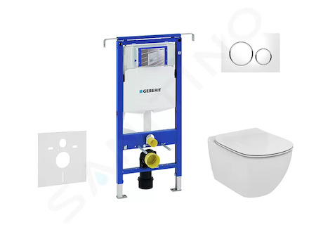 Geberit Duofix - Set předstěnové instalace, klozetu a sedátka Ideal Standard Tesi, tlačítka Sigma20, Aquablade, SoftClose, bílá/