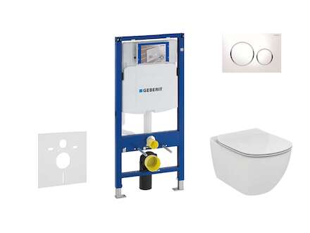 Geberit Duofix - Set předstěnové instalace, klozetu a sedátka Ideal Standard Tesi, tlačítka Sigma20, bílá/chrom 111.300.00.5 NF4