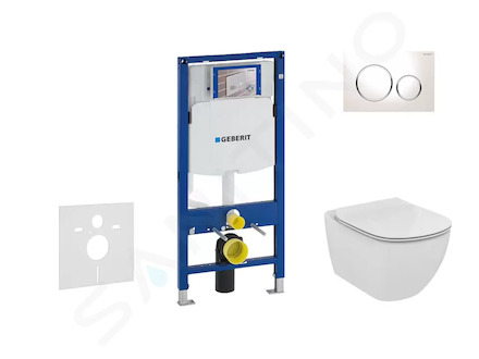 Geberit Duofix - Set předstěnové instalace, klozetu a sedátka Ideal Standard Tesi, tlačítka Sigma20, bílá/chrom 111.300.00.5 NF4