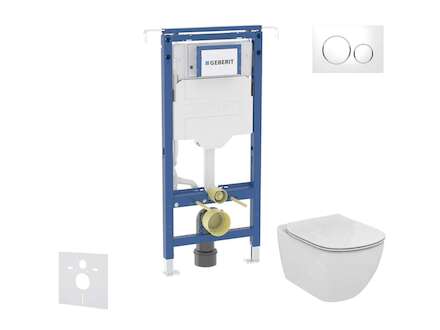 Geberit Duofix - Set předstěnové instalace, klozetu a sedátka Ideal Standard Tesi, tlačítka Sigma20, bílá/lesklý chrom SANI11CD3