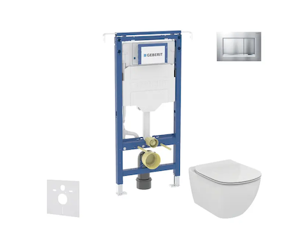 Geberit Duofix - Set předstěnové instalace, klozetu a sedátka Ideal Standard Tesi, tlačítka Sigma20, chrom mat/chrom SANI11CD210