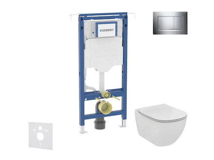 Geberit Duofix - Set předstěnové instalace, klozetu a sedátka Ideal Standard Tesi, tlačítka Sigma20, chrom SANI11CD1110