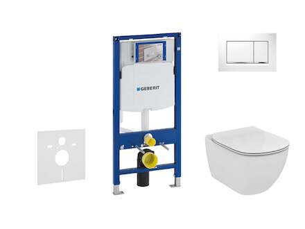 Geberit Duofix - Set předstěnové instalace, klozetu a sedátka Ideal Standard Tesi, tlačítka Sigma30,  Aquablade, SoftClose, bílá