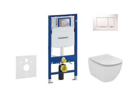 Geberit Duofix - Set předstěnové instalace, klozetu a sedátka Ideal Standard Tesi, tlačítka Sigma30, bílá/chrom 111.300.00.5 NF5