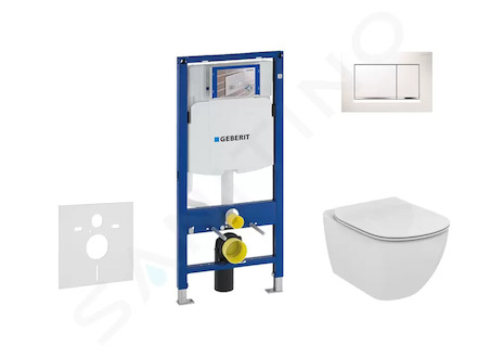 Geberit Duofix - Set předstěnové instalace, klozetu a sedátka Ideal Standard Tesi, tlačítka Sigma30, bílá/chrom 111.300.00.5 NF5