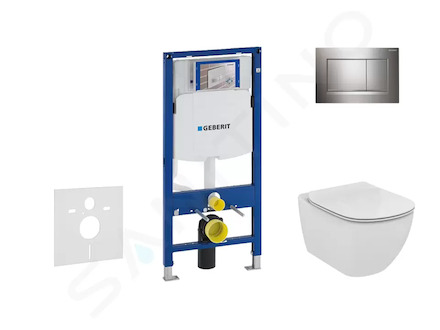 Geberit Duofix - Set předstěnové instalace, klozetu a sedátka Ideal Standard Tesi, tlačítka Sigma30, chrom 111.300.00.5 NF6