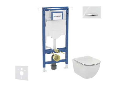 Geberit Duofix - Set předstěnové instalace, klozetu a sedátka Ideal Standard Tesi, tlačítka Sigma50, alpská bílá SANI11CD3130