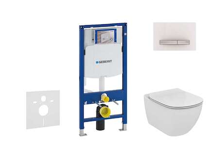 Geberit Duofix - Set předstěnové instalace, klozetu a sedátka Ideal Standard Tesi, tlačítka Sigma50, Aquablade, SoftClose, alpsk