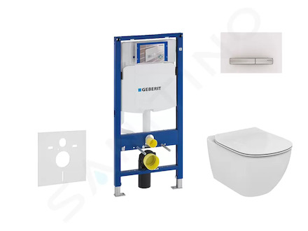 Geberit Duofix - Set předstěnové instalace, klozetu a sedátka Ideal Standard Tesi, tlačítka Sigma50, Aquablade, SoftClose, alpsk