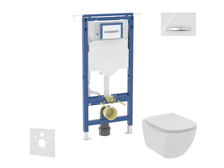 Geberit Duofix - Set předstěnové instalace, klozetu a sedátka Ideal Standard Tesi, tlačítka Sigma50, Rimless, SoftClose, alpská 