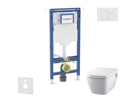 Geberit Duofix - Set předstěnové instalace, klozetu a sedátka Tece One, tlačítka Sigma01, Rimless, SoftClose, alpská bílá SANI11