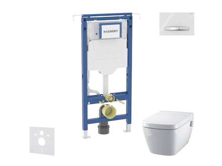 Geberit Duofix - Set předstěnové instalace, klozetu a sedátka Tece One, tlačítka Sigma50, Rimless, SoftClose, alpská bílá SANI11