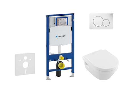 Geberit Duofix - Set předstěnové instalace, klozetu a sedátka Villeroy & Boch, tlačítka Sigma01, DirectFlush, SoftClose, Ceramic