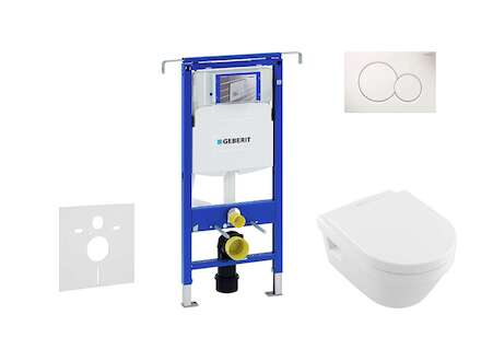 Geberit Duofix - Set předstěnové instalace, klozetu a sedátka Villeroy & Boch, tlačítka Sigma01, DirectFlush, SoftClose, Ceramic