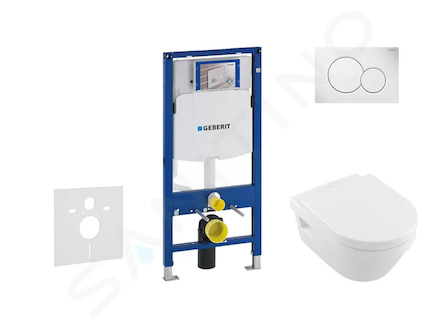 Geberit Duofix - Set předstěnové instalace, klozetu a sedátka Villeroy & Boch, tlačítka Sigma01, DirectFlush, SoftClose, Ceramic