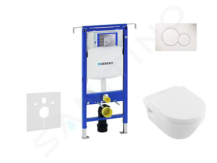 Geberit Duofix - Set předstěnové instalace, klozetu a sedátka Villeroy & Boch, tlačítka Sigma01, DirectFlush, SoftClose, Ceramic