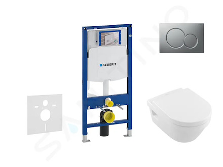 Geberit Duofix - Set předstěnové instalace, klozetu a sedátka Villeroy & Boch, tlačítka Sigma01, DirectFlush, SoftClose, Ceramic