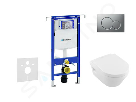 Geberit Duofix - Set předstěnové instalace, klozetu a sedátka Villeroy & Boch, tlačítka Sigma01, DirectFlush, SoftClose, Ceramic