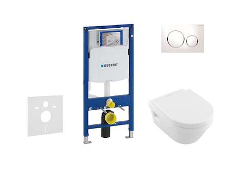 Geberit Duofix - Set předstěnové instalace, klozetu a sedátka Villeroy & Boch, tlačítka Sigma20, DirectFlush, SoftClose, Ceramic