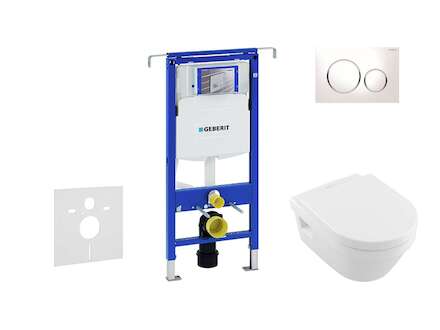 Geberit Duofix - Set předstěnové instalace, klozetu a sedátka Villeroy & Boch, tlačítka Sigma20, DirectFlush, SoftClose, Ceramic