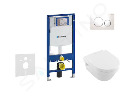 Geberit Duofix - Set předstěnové instalace, klozetu a sedátka Villeroy & Boch, tlačítka Sigma20, DirectFlush, SoftClose, Ceramic