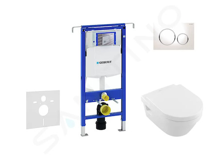 Geberit Duofix - Set předstěnové instalace, klozetu a sedátka Villeroy & Boch, tlačítka Sigma20, DirectFlush, SoftClose, Ceramic