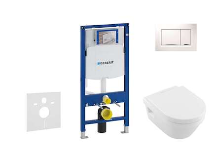 Geberit Duofix - Set předstěnové instalace, klozetu a sedátka Villeroy & Boch, tlačítka Sigma30, DirectFlush, SoftClose, Ceramic