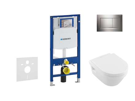 Geberit Duofix - Set předstěnové instalace, klozetu a sedátka Villeroy & Boch, tlačítka Sigma30, DirectFlush, SoftClose, Ceramic