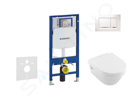 Geberit Duofix - Set předstěnové instalace, klozetu a sedátka Villeroy & Boch, tlačítka Sigma30, DirectFlush, SoftClose, Ceramic