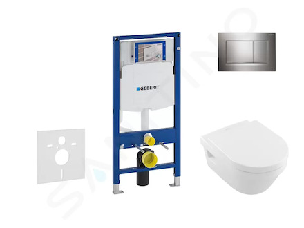Geberit Duofix - Set předstěnové instalace, klozetu a sedátka Villeroy & Boch, tlačítka Sigma30, DirectFlush, SoftClose, Ceramic