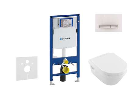 Geberit Duofix - Set předstěnové instalace, klozetu a sedátka Villeroy & Boch, tlačítka Sigma50, DirectFlush, SoftClose, Ceramic