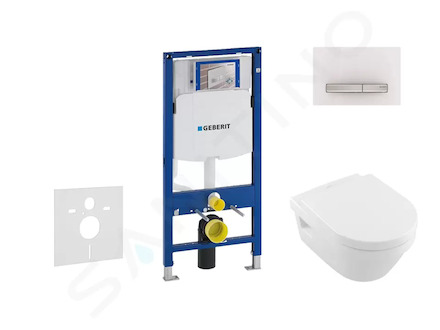 Geberit Duofix - Set předstěnové instalace, klozetu a sedátka Villeroy & Boch, tlačítka Sigma50, DirectFlush, SoftClose, Ceramic