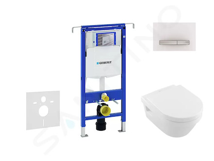 Geberit Duofix - Set předstěnové instalace, klozetu a sedátka Villeroy & Boch, tlačítka Sigma50, DirectFlush, SoftClose, Ceramic