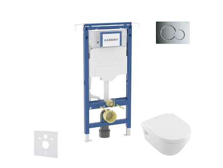 Geberit Duofix - Set předstěnové instalace, klozetu a sedátka Villeroy Boch, tlačítka Sigma01, DirectFlush, SoftClose, CeramicPl