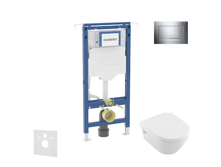 Geberit Duofix - Set předstěnové instalace, klozetu a sedátka Villeroy Boch, tlačítka Sigma20, DirectFlush, SoftClose, CeramicPl