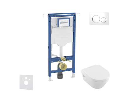 Geberit Duofix - Set předstěnové instalace, klozetu a sedátka Villeroy Boch, tlačítka Sigma20, DirectFlush, SoftClose, CeramicPl