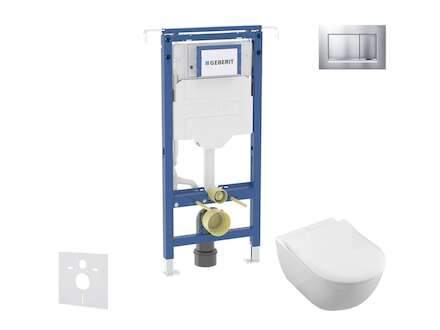 Geberit Duofix - Set předstěnové instalace, klozetu a sedátka Villeroy Boch, tlačítka Sigma30, DirectFlush, SoftClose, CeramicPl