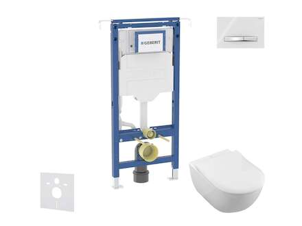 Geberit Duofix - Set předstěnové instalace, klozetu a sedátka Villeroy Boch, tlačítka Sigma50, DirectFlush, SoftClose, CeramicPl