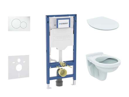 Geberit Duofix - Set předstěnové instalace, klozetu Alpha a sedátka softclose, tlačítko Sigma01, alpská bílá SANI11CD3100